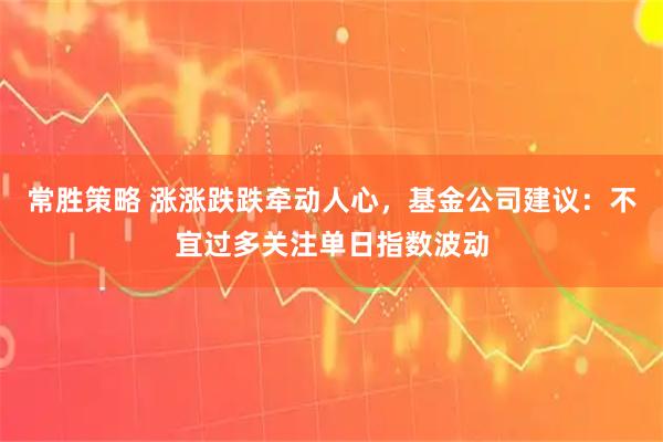 常胜策略 涨涨跌跌牵动人心，基金公司建议：不宜过多关注单日指数波动